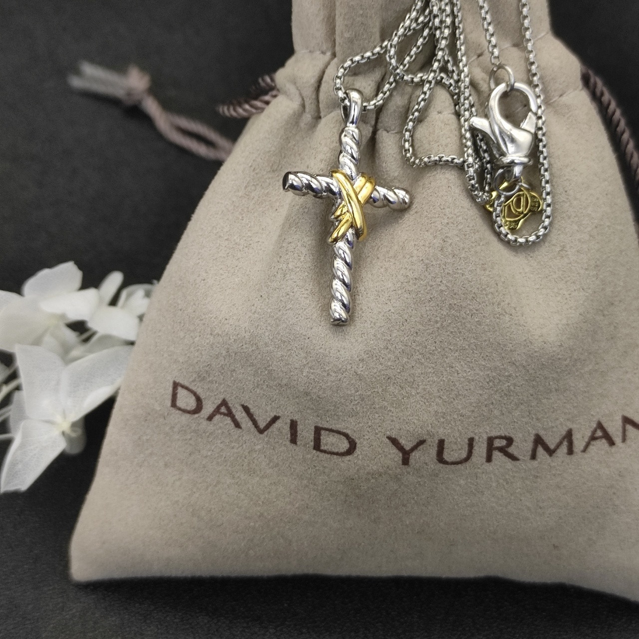 dau1d Yvrm*n cross necklace(chain length 45+5cm delay chain chain thickness 2mm)