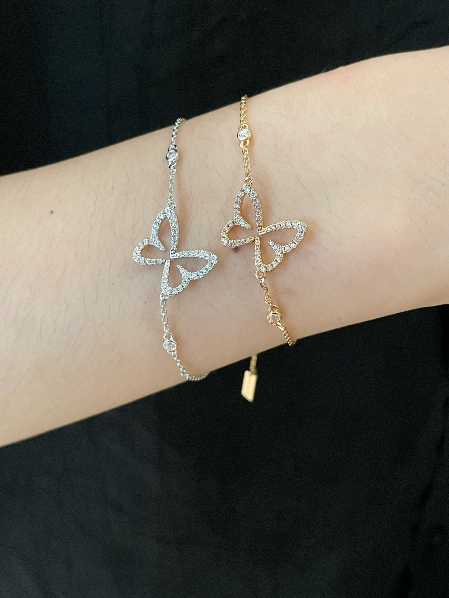 Mes1kaa openwork butterfly d1am0nd bracelet