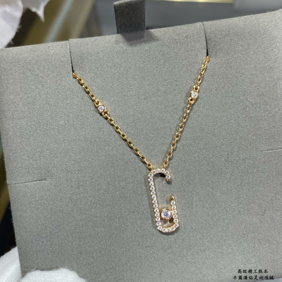 Mes1kaa semi-hoop full d1am0nd moving necklace