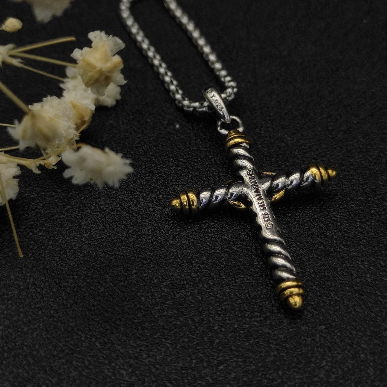 dau1d Yvrm*n cross necklace(chain length 45+5cm delay chain chain thickness 2mm)