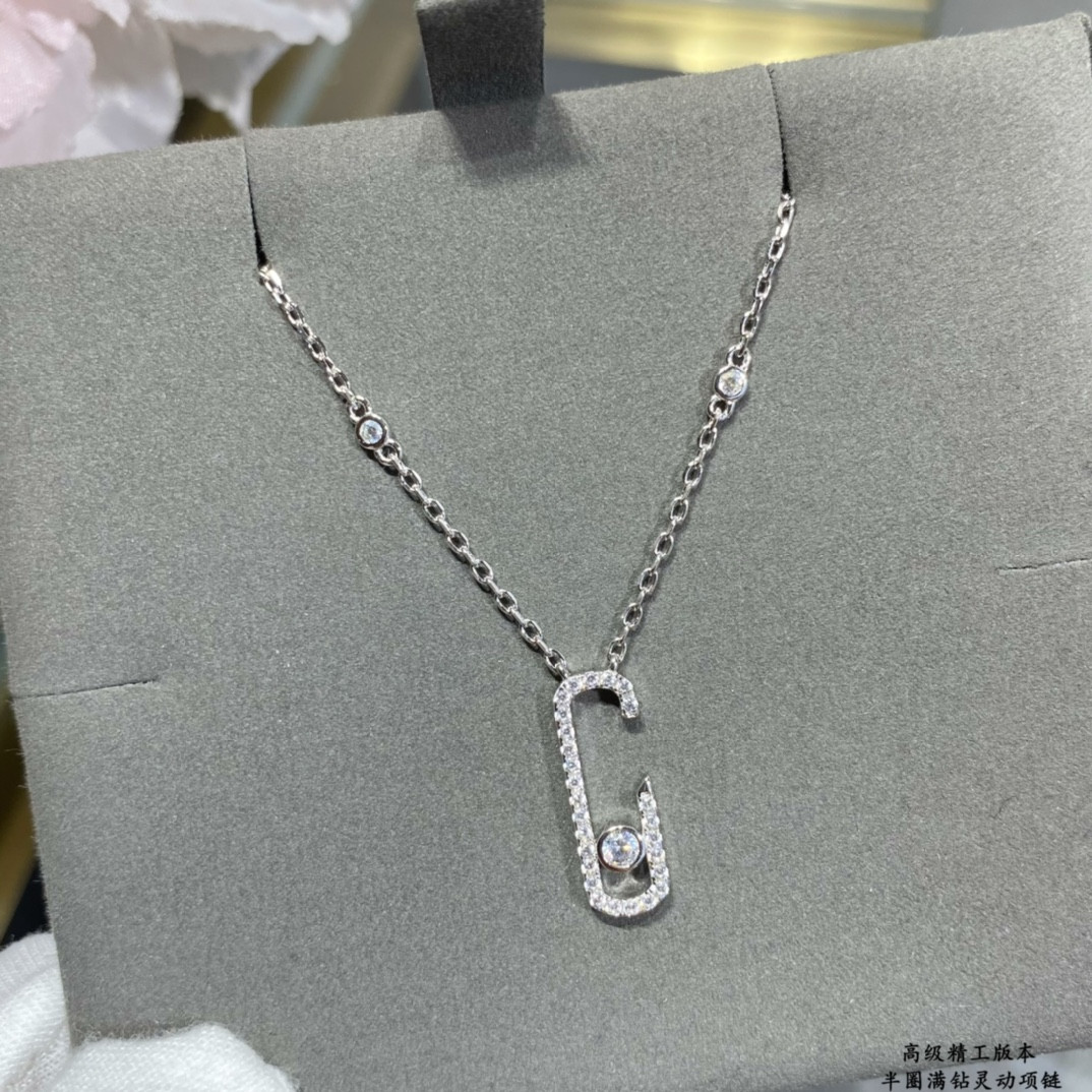 Mes1kaa semi-hoop full d1am0nd moving necklace