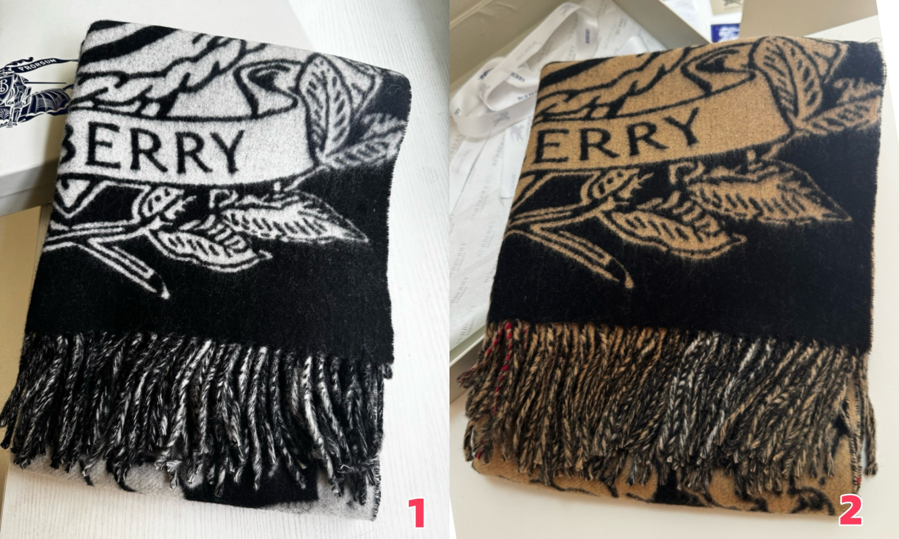 Bv*b*rry Wide Reversible Stormy Knight scarf 50x210cm