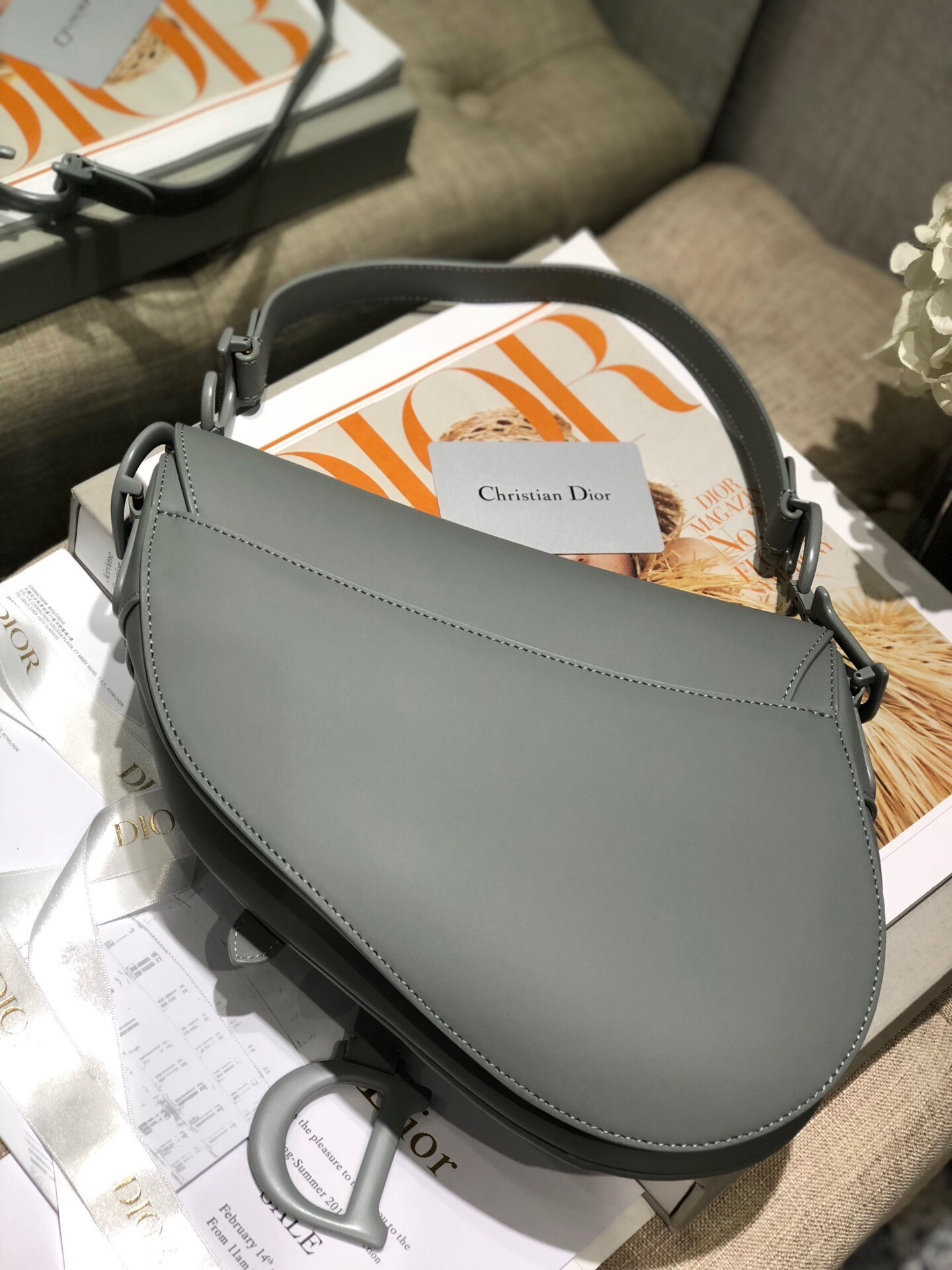 D10r Saddle Bag Placid Blue Smooth Calfskin 25.5x20x6.5cm