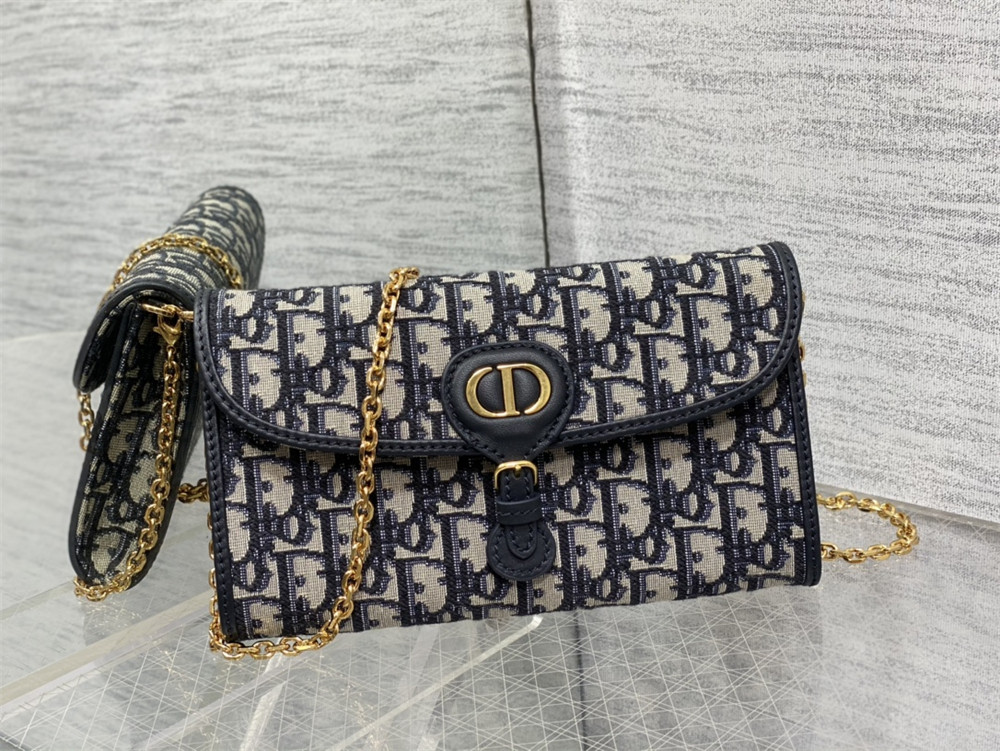 D10r BOBBY EAST-WEST POUCH WITH CHAIN classic monogram pattern