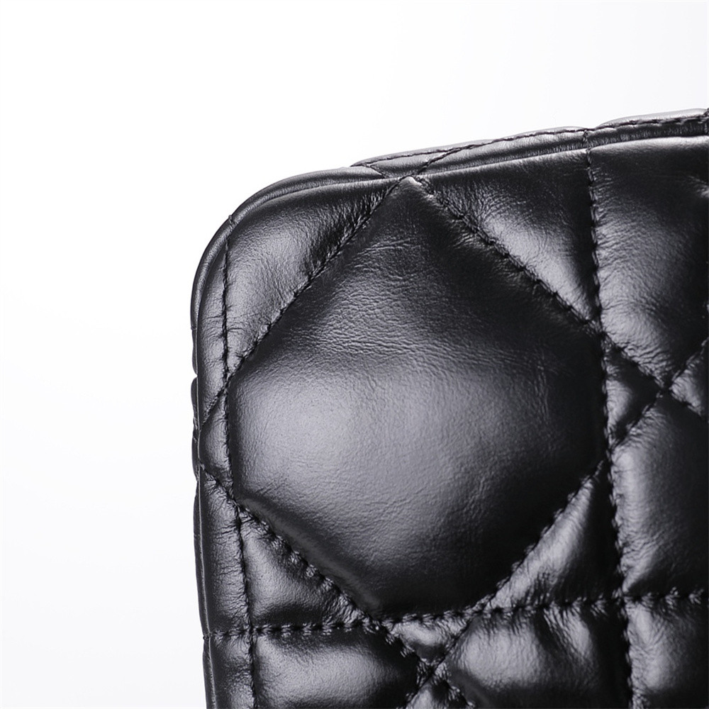 SMALL D10r CARO BAG BLACK S*pple Cannage Calfskin With Silver Hardware 20 x 12 x 7 cm
