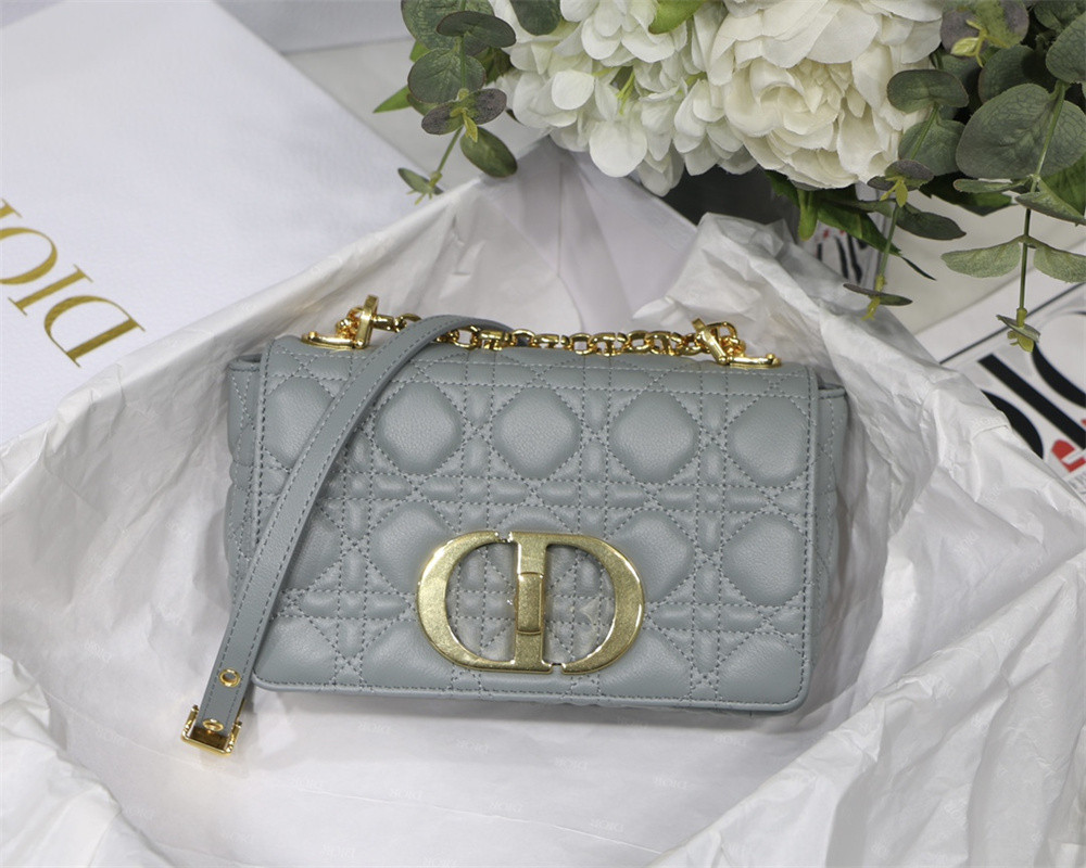 SMALL D10r CARO BAG Stone Gray S*pple Cannage Calfskin 20 x 12 x 7 cm