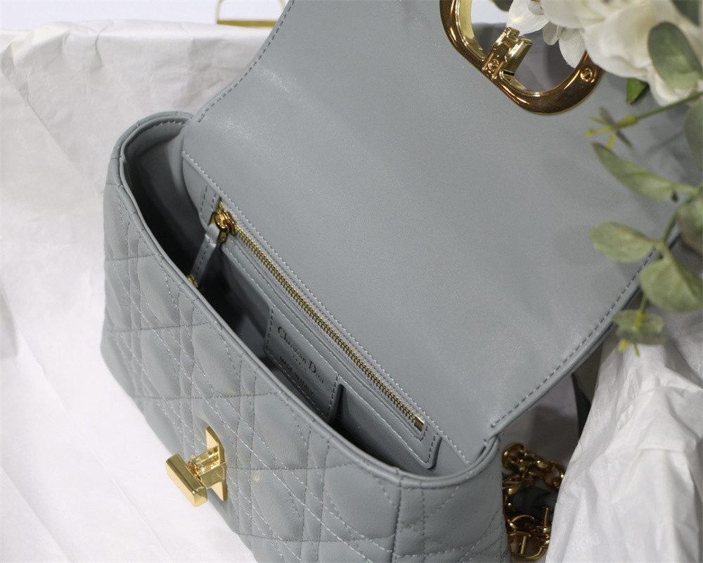 SMALL D10r CARO BAG Stone Gray S*pple Cannage Calfskin 20 x 12 x 7 cm