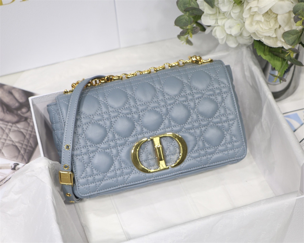 MEDIUM D10r CARO BAG Cloud Blue S*pple Cannage Calfskin 25.5 x 15.5 x 8 cm