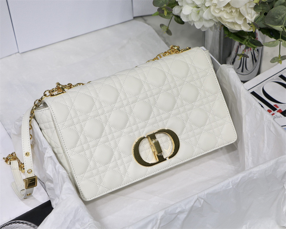 LARGE D10r CARO BAG Ivory S*pple Cannage Calfskin 29 x 18 x 10 cm