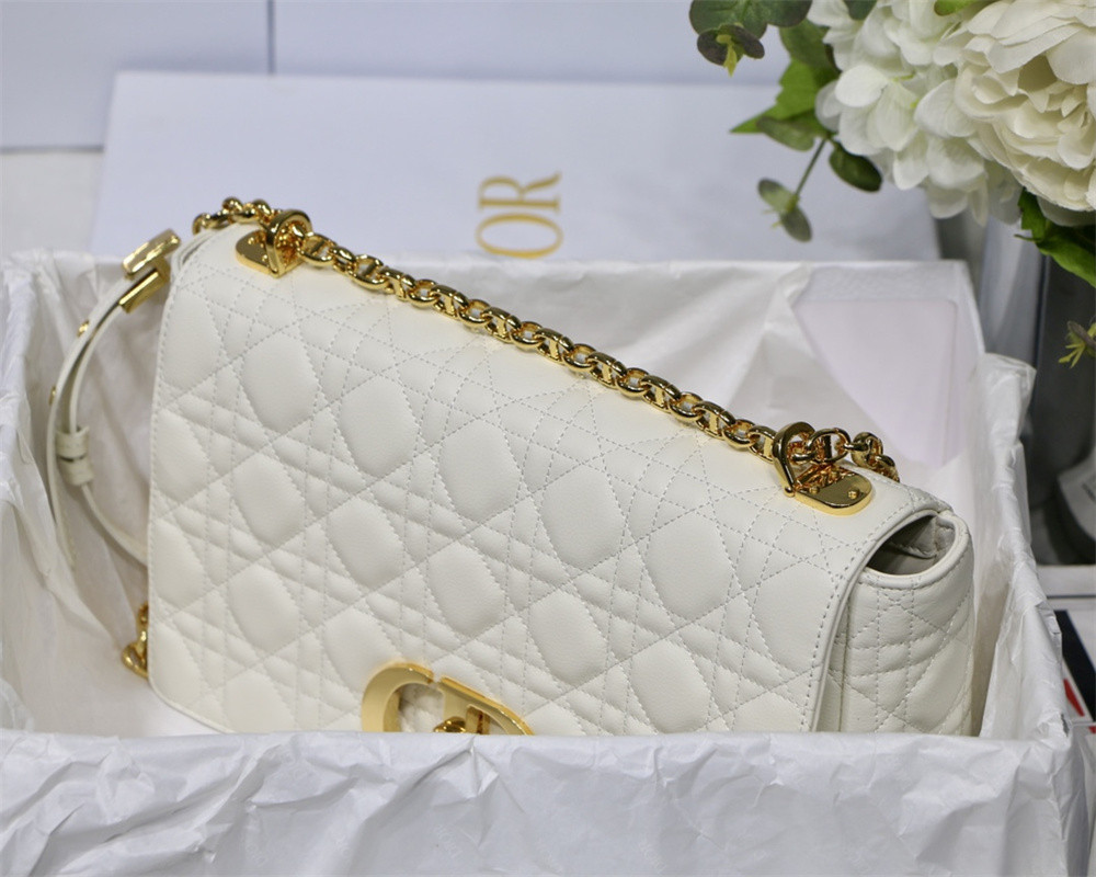 MEDIUM D10r CARO BAG Ivory S*pple Cannage Calfskin 25.5 x 15.5 x 8 cm