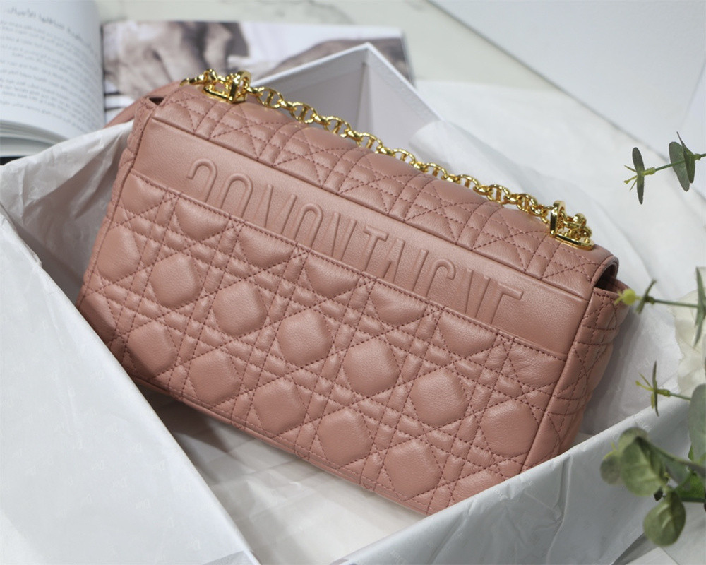LARGE D10r CARO BAG Pink S*pple Cannage Calfskin 29 x 18 x 10 cm