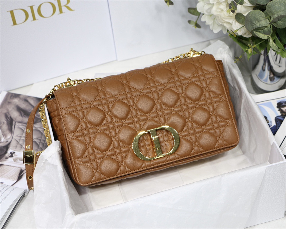 MEDIUM D10r CARO BAG Caramel S*pple Cannage Calfskin 25.5 x 15.5 x 8 cm