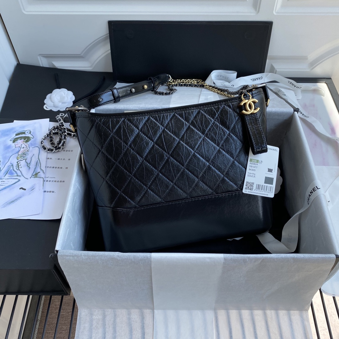 Ch**el Gabrielle MEDIUM BLACK 21 x 28 x 10cm