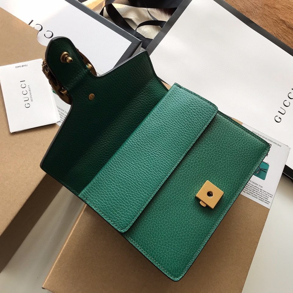 Gvc*1 DIONYSUS LEATHER MINI BAG GREEN 7.5"Wx6"Hx2"D