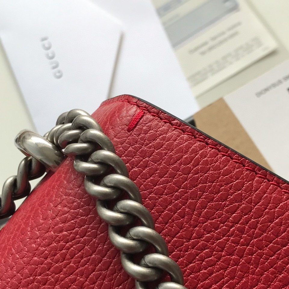 Gvc*1 DIONYSUS LEATHER SMALL RECTANGULAR BAG RED 28x17x9cm