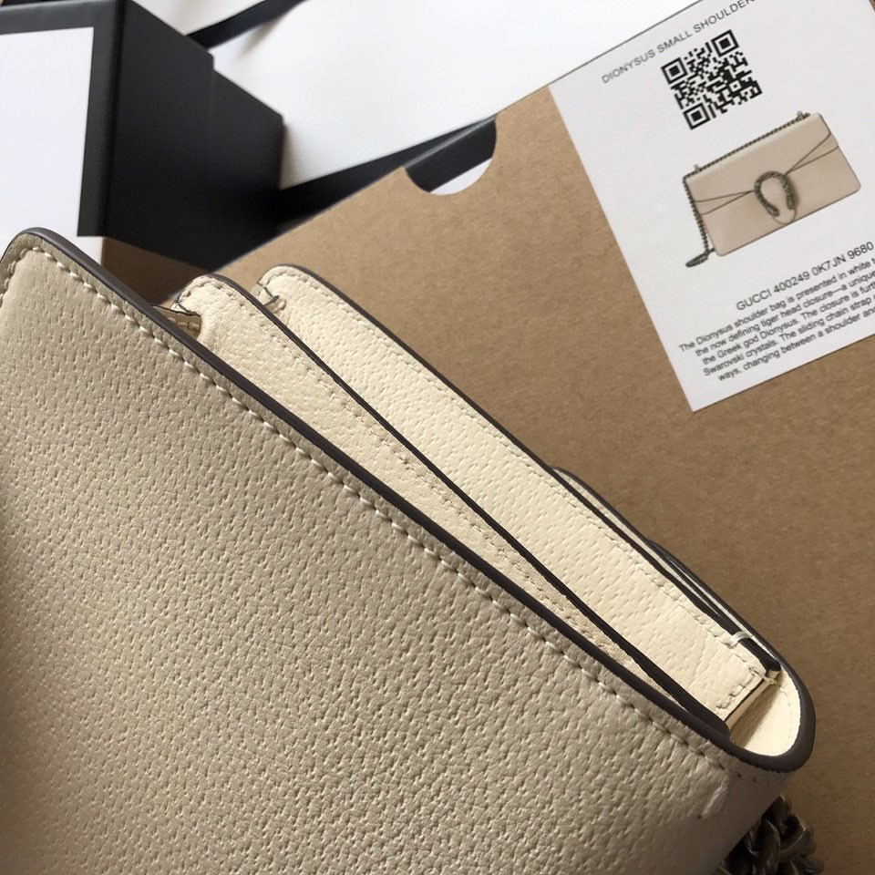 Gvc*1 DIONYSUS LEATHER SMALL RECTANGULAR BAG WHITE 28x17x9cm