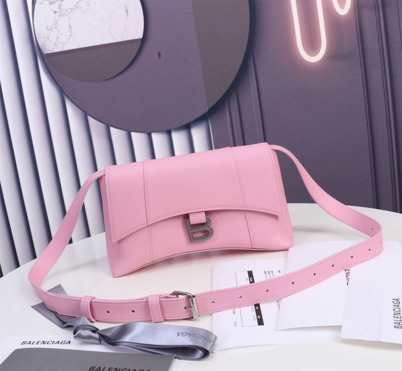 Ba1en*iaga WOMEN'S HOURGLASS WALLET SHOULDER BAG IN PINK L9 x H5.9 x W3.9 inch