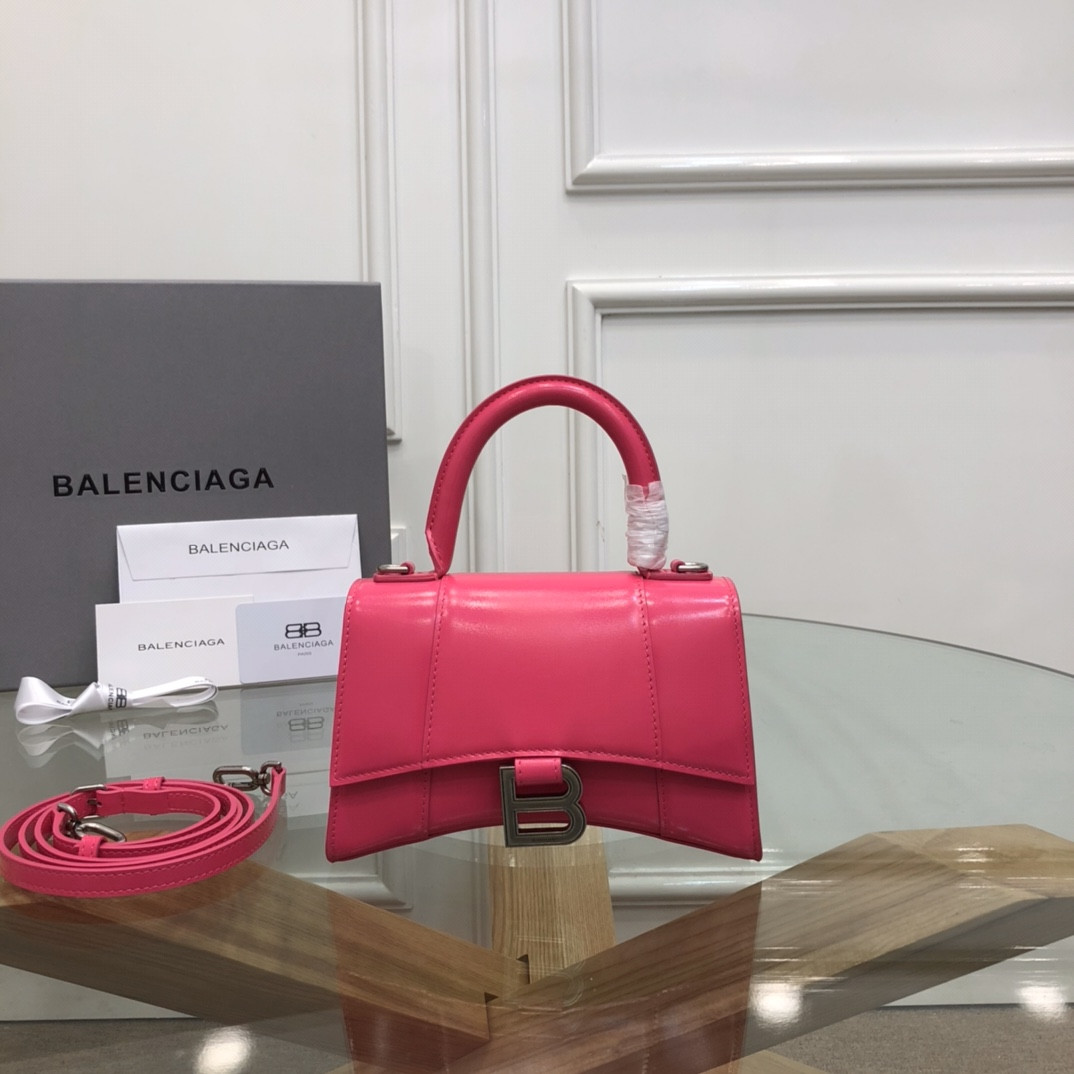 Ba1en*iaga WOMEN'S HOURGLASS MINI HANDBAG BOX IN ROSERED L7.4 x H5.1 x W3.1 inch