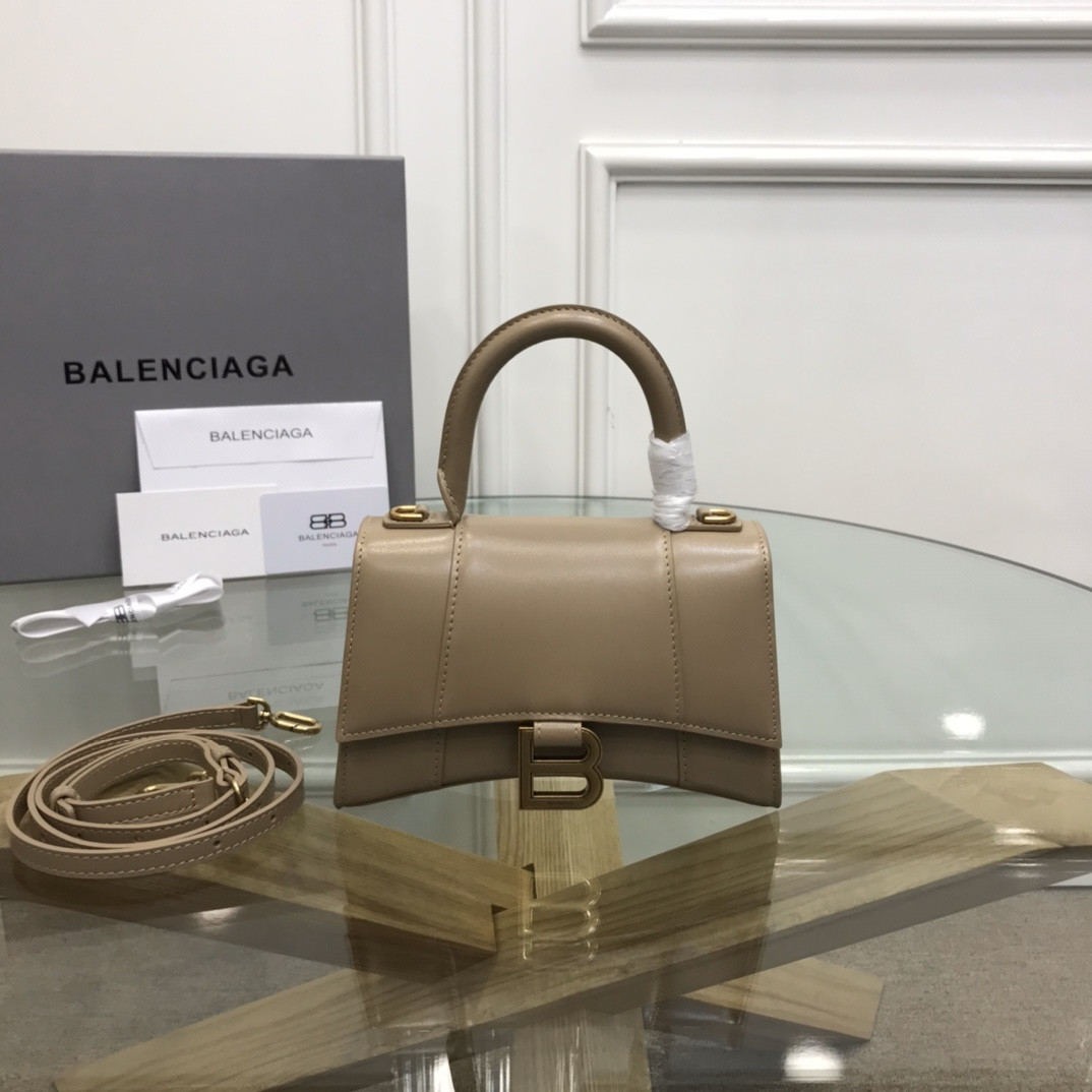 Ba1en*iaga WOMEN'S HOURGLASS MINI HANDBAG BOX IN APRICOT L7.4 x H5.1 x W3.1 inch