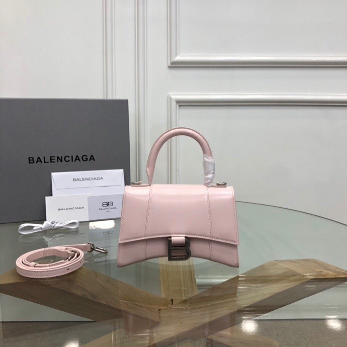 Ba1en*iaga WOMEN'S HOURGLASS MINI HANDBAG BOX IN LIGHT PINK L7.4 x H5.1 x W3.1 inch
