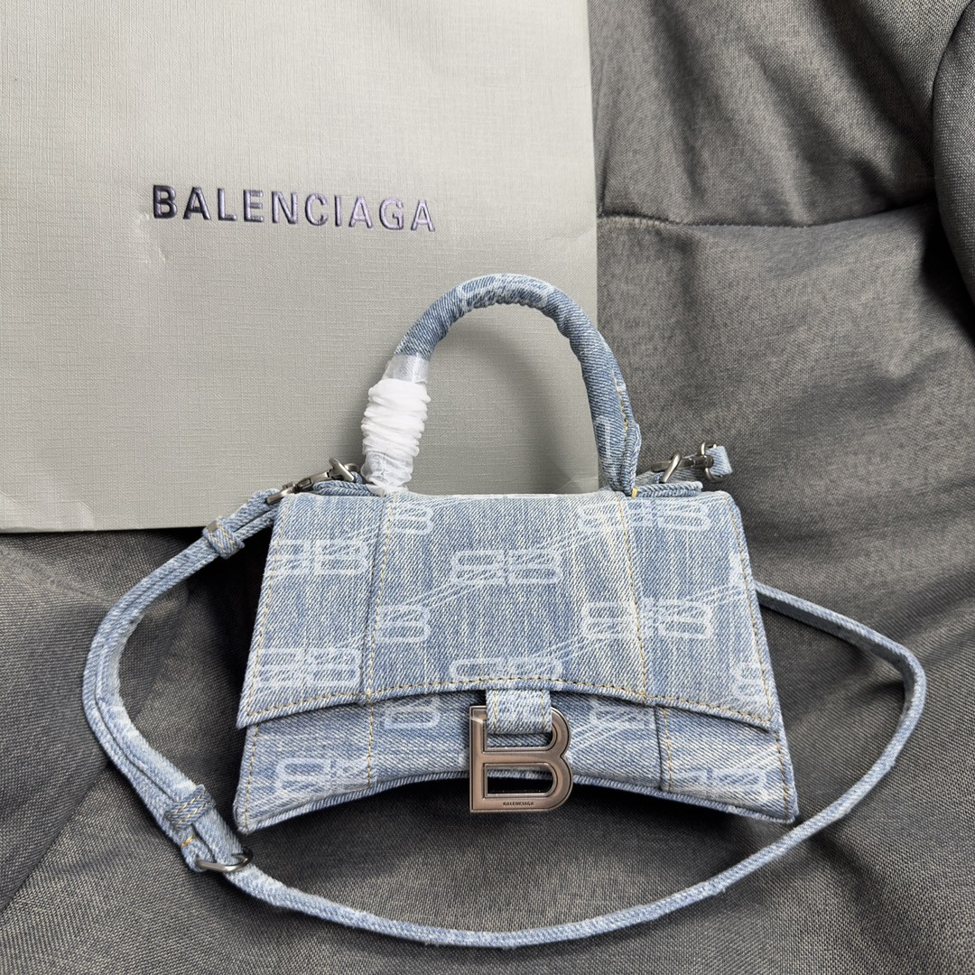 Ba1en*iaga WOMEN'S HOURGLASS MINI HANDBAG IN BLUE L7.4 x H5.1 x W3.1 inch