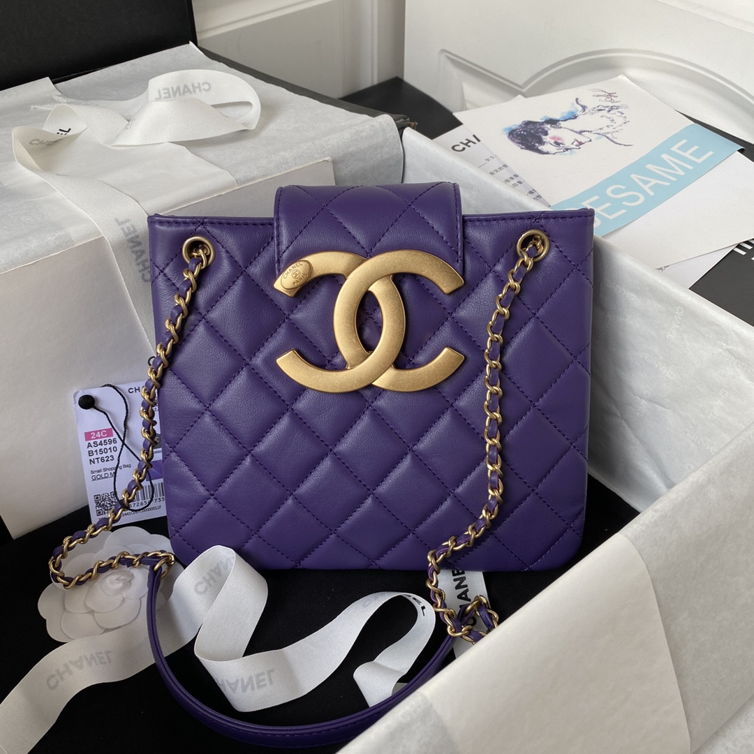 Ch**el BAGUETTE BAG PURPLE 17.5×20×5cm