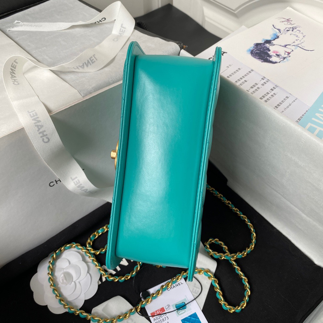 Ch**el MINI FLAP BAG BLUE 12×19×8cm