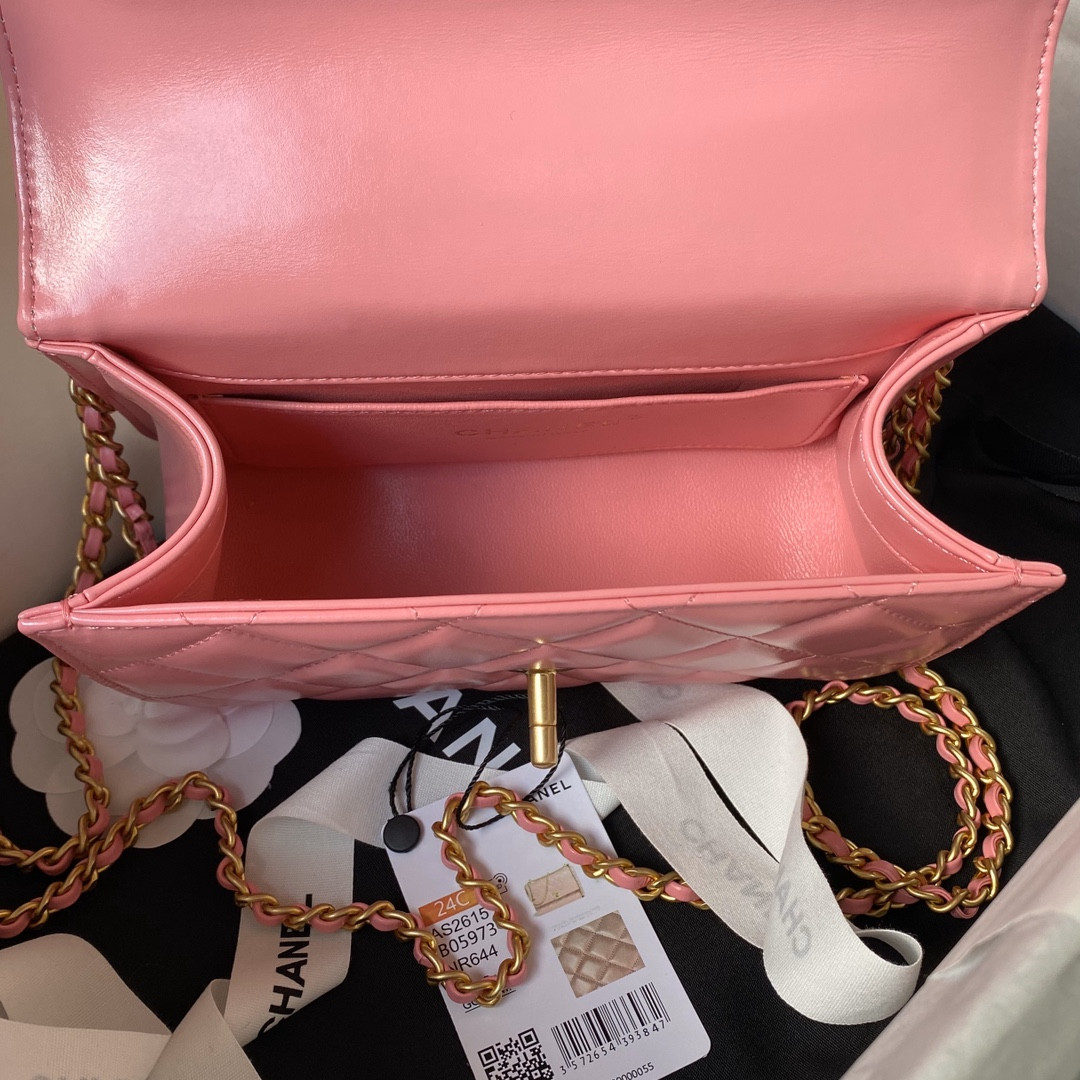 Ch**el MINI FLAP BAG PINK 12×19×8cm