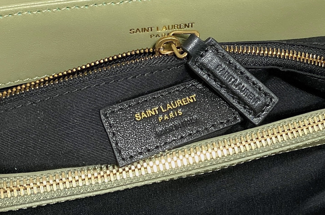 Y51 LOULOU MEDIUM IN QUILTED LEATHER GREEN 12.5 X 8.6 X 3.5 INCHES