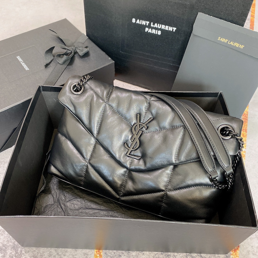 Y51 PUFFER SMALL IN NAPPA LEATHER ALL BLACK 11.4 X 6.6 X 4.3 INCHES