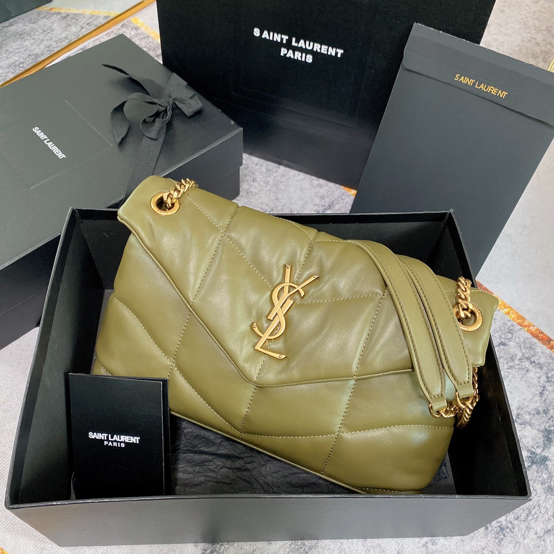 Y51 PUFFER SMALL IN NAPPA LEATHER DARK GREEN 11.4 X 6.6 X 4.3 INCHES