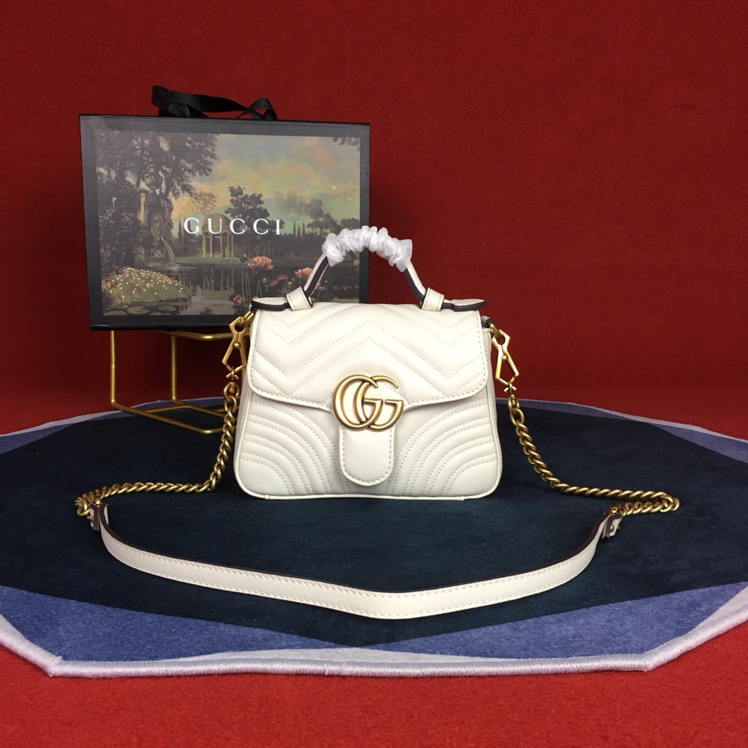 Gvc*1 GG MARMONT MATELASSÉ MINI BAG WHITE  8.5"W x 5"H x 2.5"D