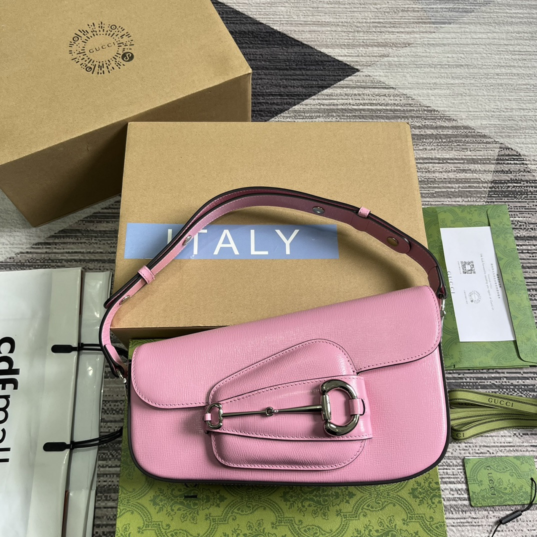 Gvc*1 HORSEBIT 1955 SMALL SHOULDER BAG pink 10.4"W x 6.7-4.1"H x 3.1-1.6"D