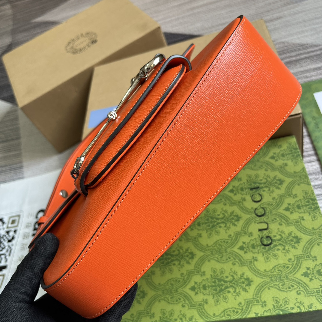 Gvc*1 HORSEBIT 1955 SMALL SHOULDER BAG ORANGE 10.4"W x 6.7-4.1"H x 3.1-1.6"D