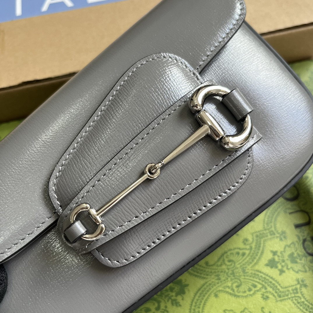 Gvc*1 HORSEBIT 1955 MINI SHOULDER BAG GRAY 7.7"W x 5-3.1"H x 2.4-1.2"D