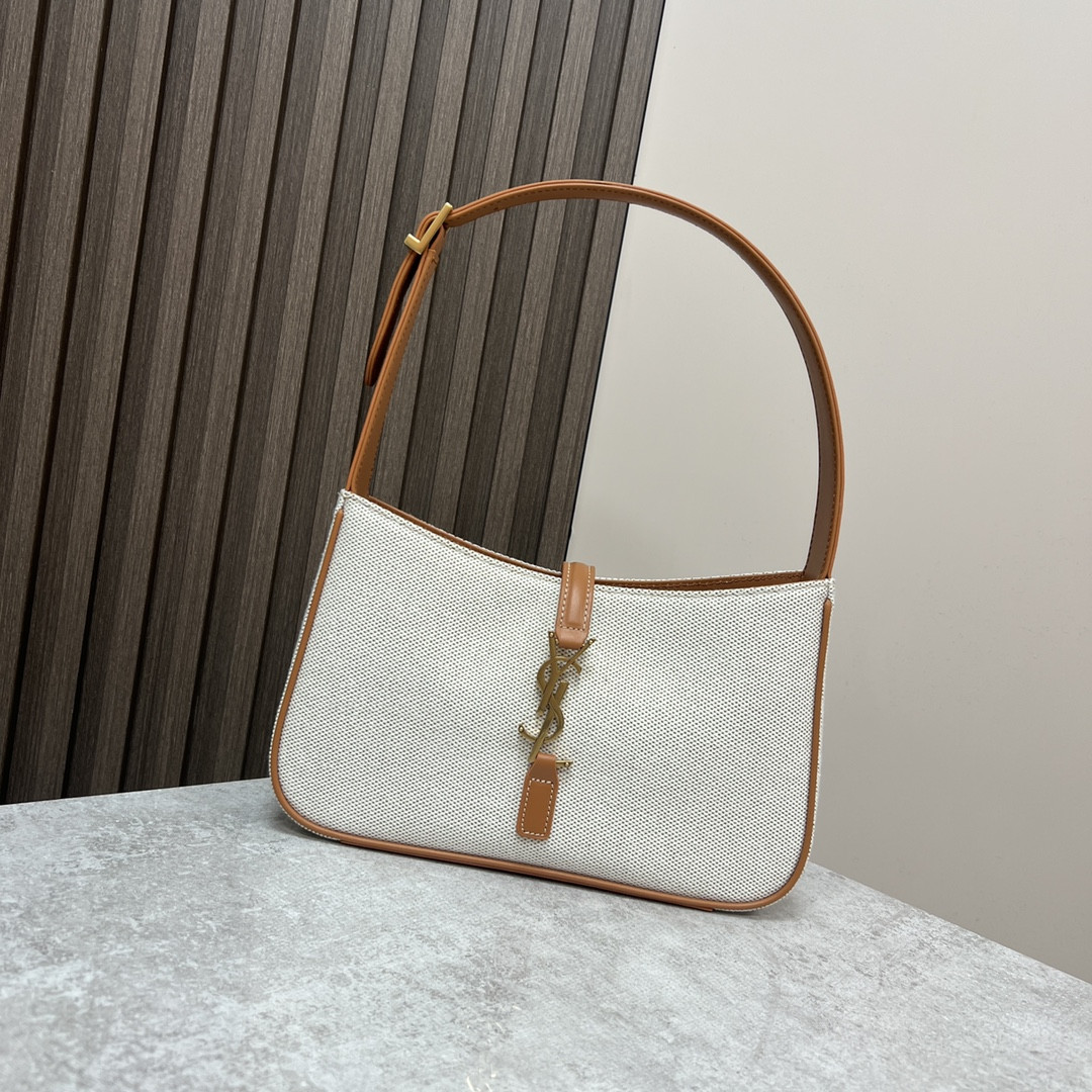 y51 le 5 À 7 in canvas and leather grege and bR1ck 9 x 6.3 x 2.5 inches