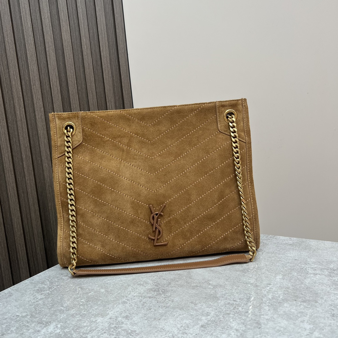 Y51 NIKI MEDIUM SHOPPING IN SUEDE BROWN 12.9 X 10.6 X 4.5 INCHES