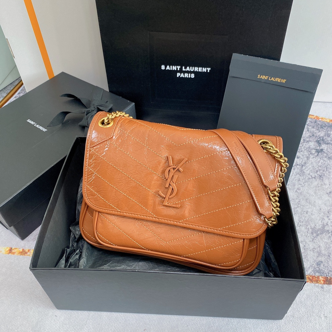 Y51 NIKI MEDIUM IN VINTAGE LEATHER LIGHT CARAMEL 11 X 7.8 X 3.3 INCHES