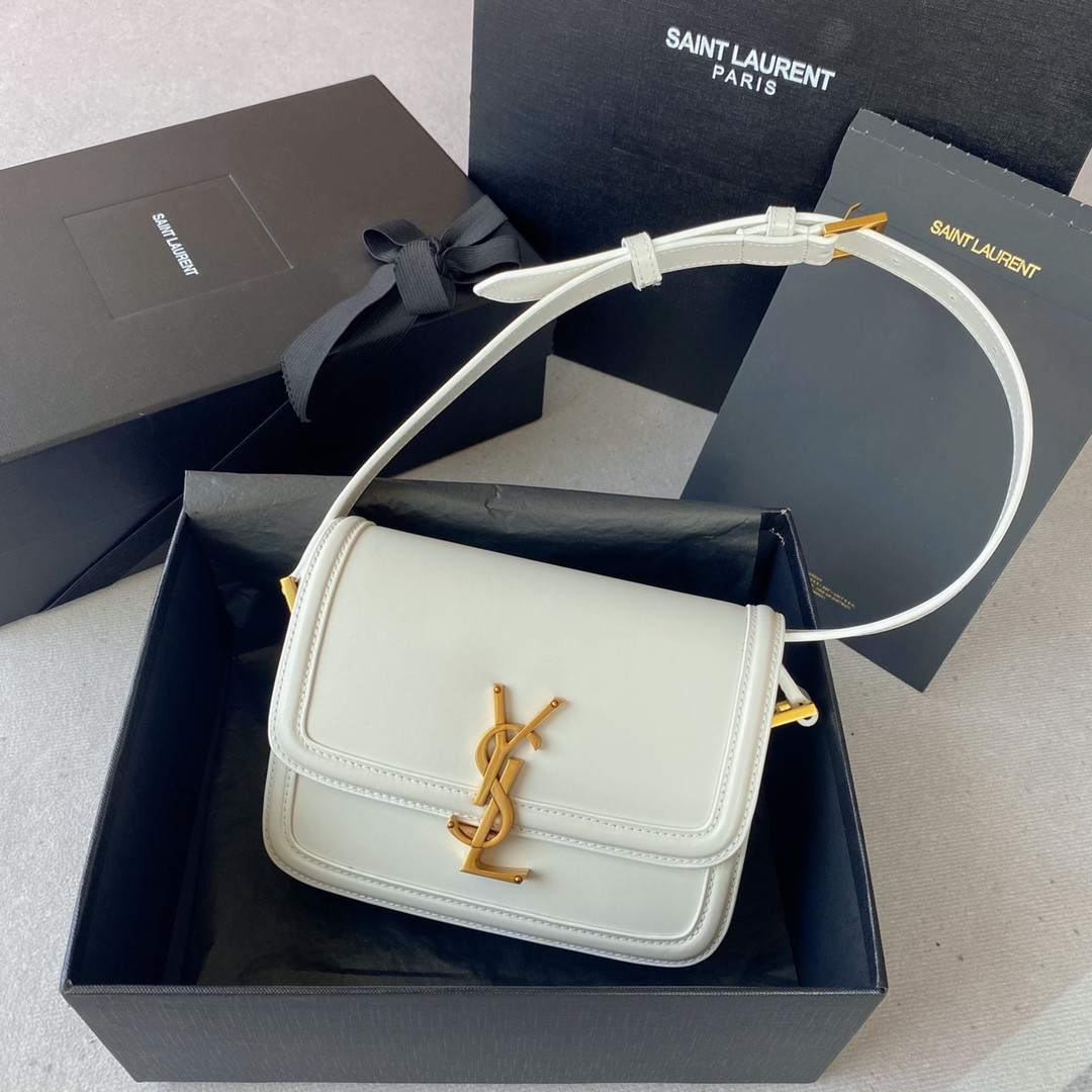 Y51 SOLFERINO SMALL SATCHEL IN BOX Sa1nt Lau*nt BLANC VINTAGE 7.4 X 5.1 X 1.9 INCHES