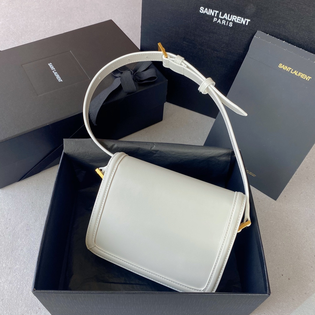 Y51 SOLFERINO SMALL SATCHEL IN BOX Sa1nt Lau*nt BLANC VINTAGE 7.4 X 5.1 X 1.9 INCHES