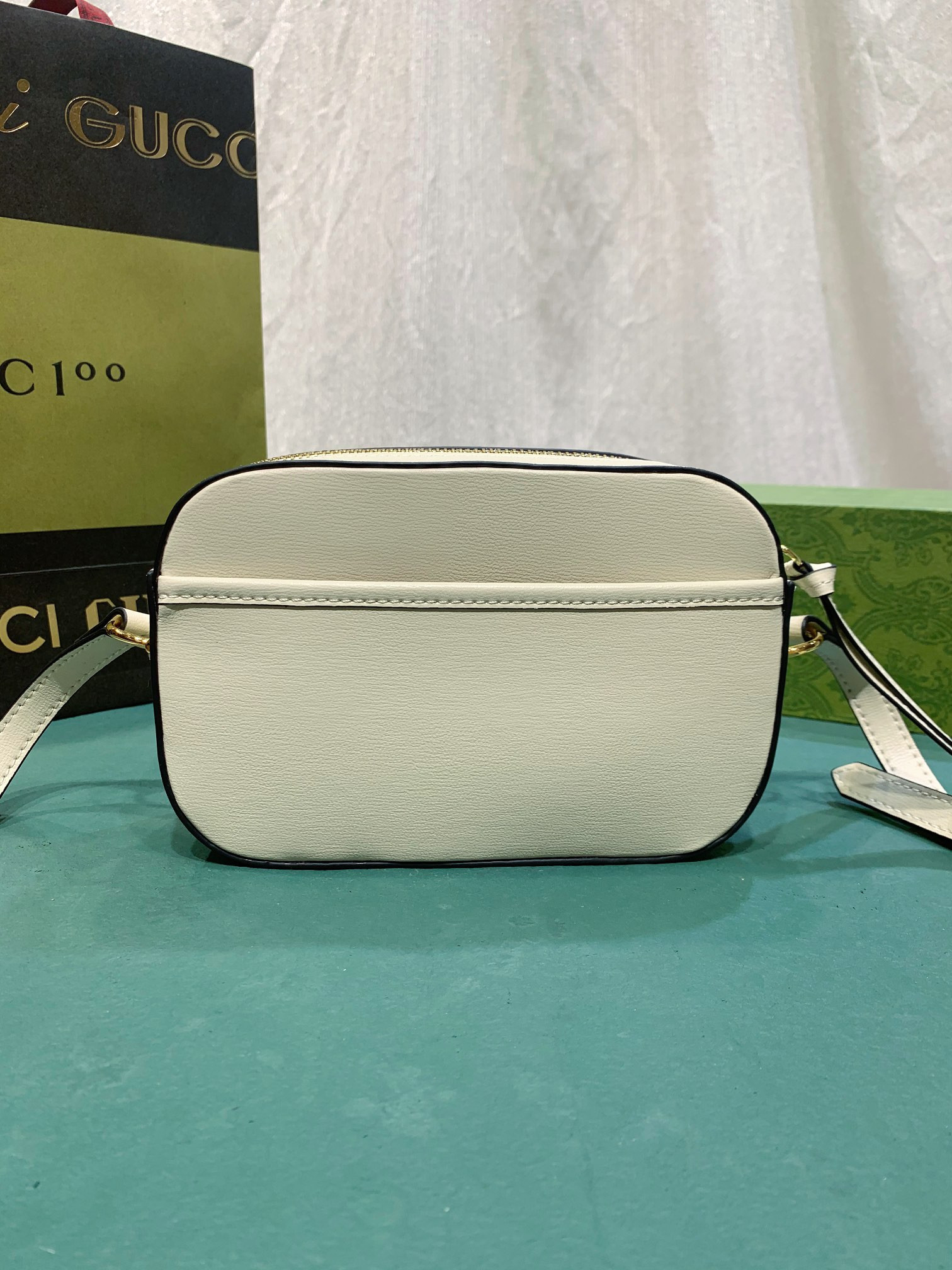 Gvc*1 HORSEBIT 1955 SMALL SHOULDER BAG WHITE 7.9"W x 5.1"H x 2.4"D