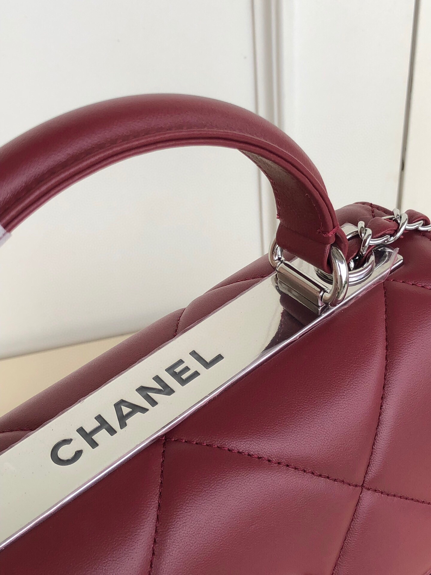 Ch**el FLAP BAG WITH TOP HANDLE 6.6 × 9.8 × 4.7 in