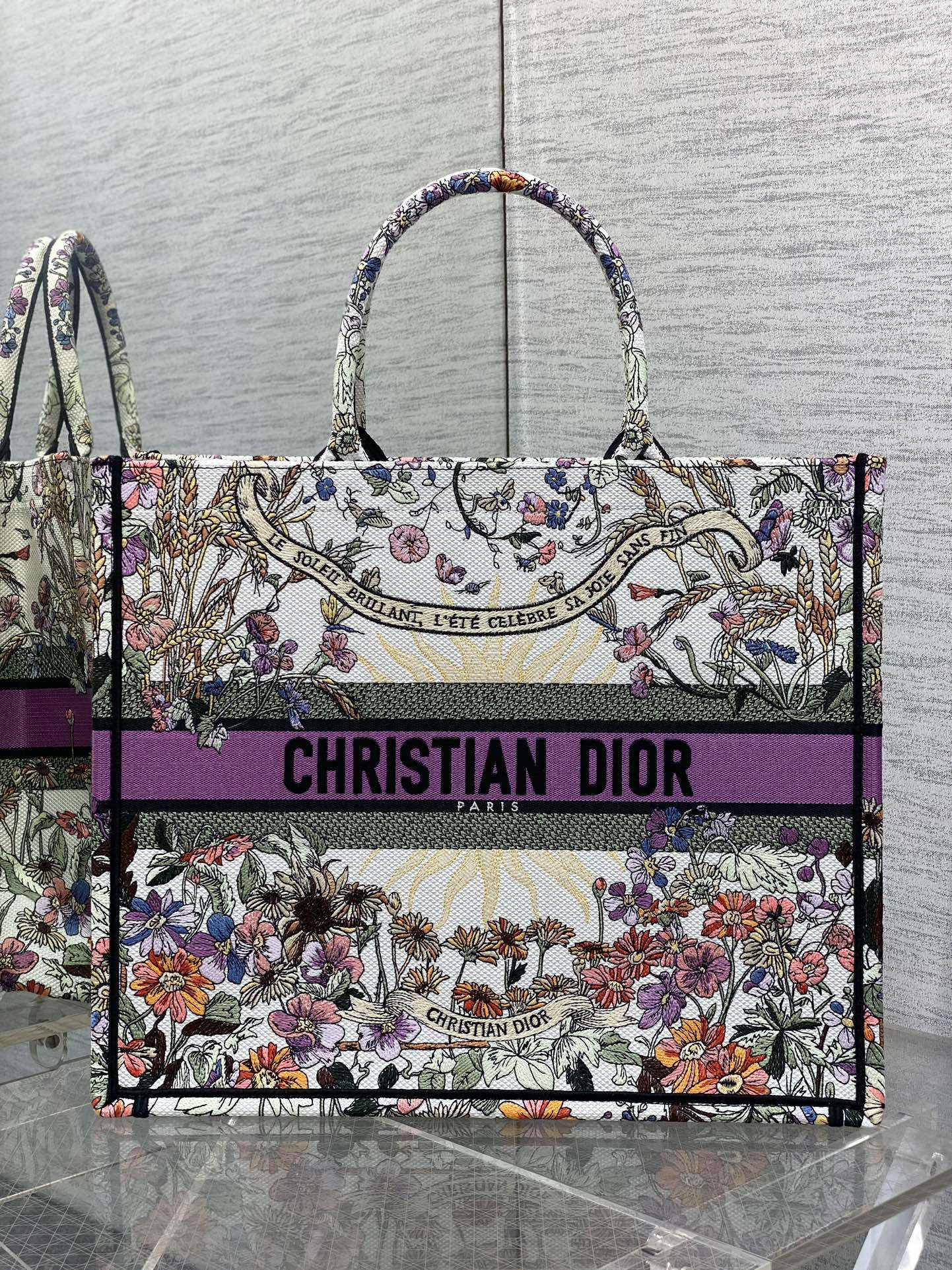 D10r Book Tote  Ecru Multicolor 42x18x35cm