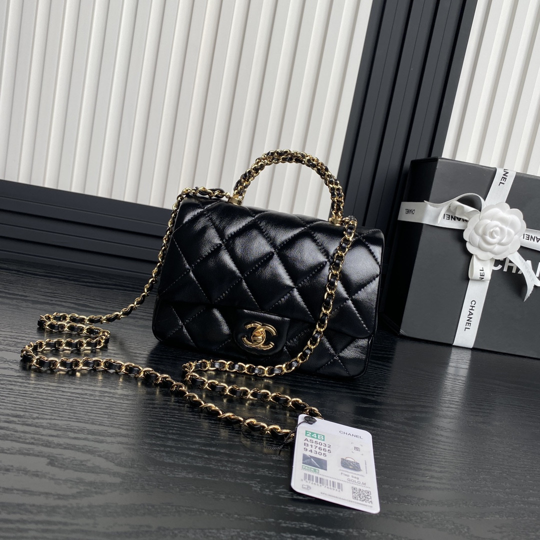Ch**el MINI FLAP BAG WITH TOP HANDLE 14×19×8.5cm