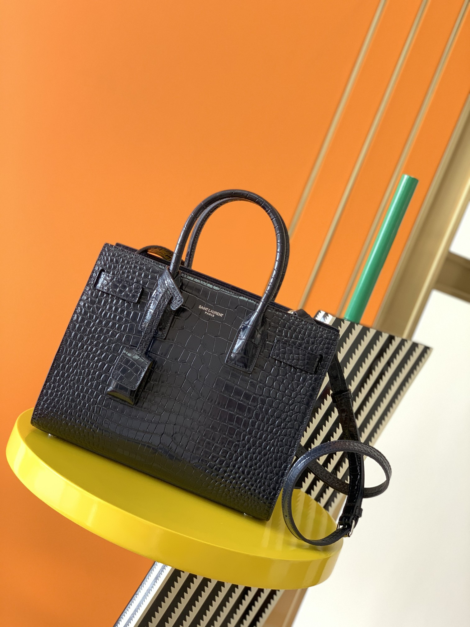 Y51 SAC DE JOUR IN EMBOSSED CROCODILE LEATHER - baby 26x13.5x12.5cm