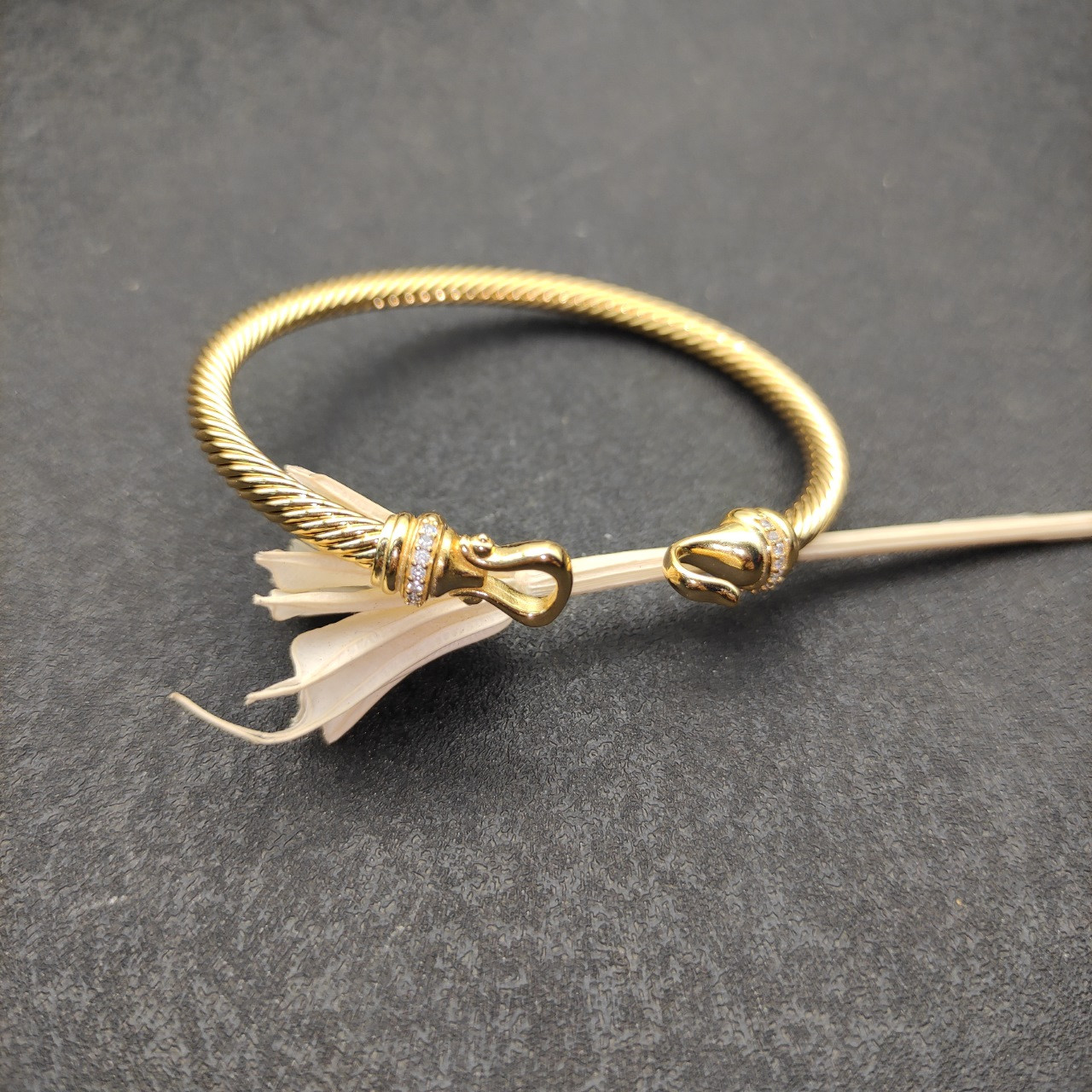 dau1d Yvrm*n 4mm gold hook with d1am0nds bracelet(wrist circumference 16-20cm)