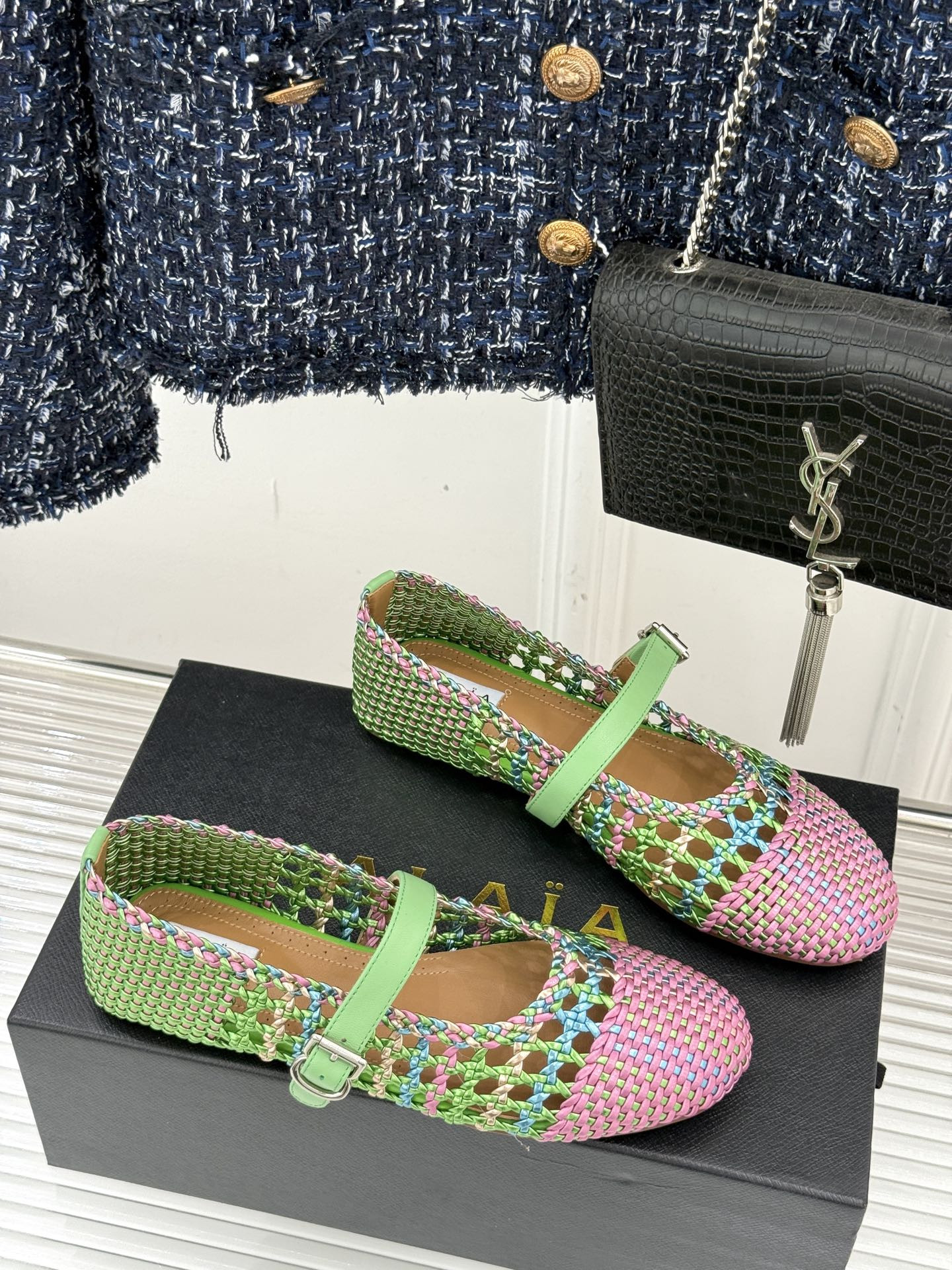 ua alaïa hollow woven mary jane flats(cusT0mized size 7-10 days production time)