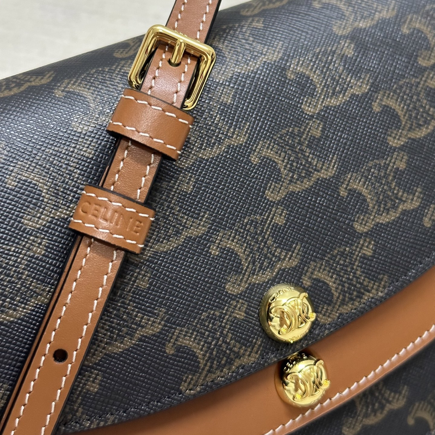 Ce1i*e DUO WALLET ON STRAP IN Triomphe Canvas and Calfskin 20x13x6cm