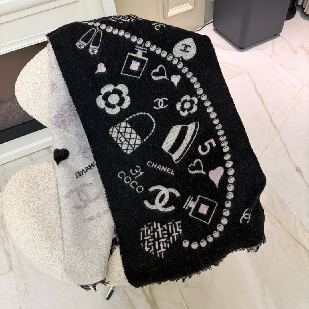 Ch**el scarf 50x200cm 100% cashmere
