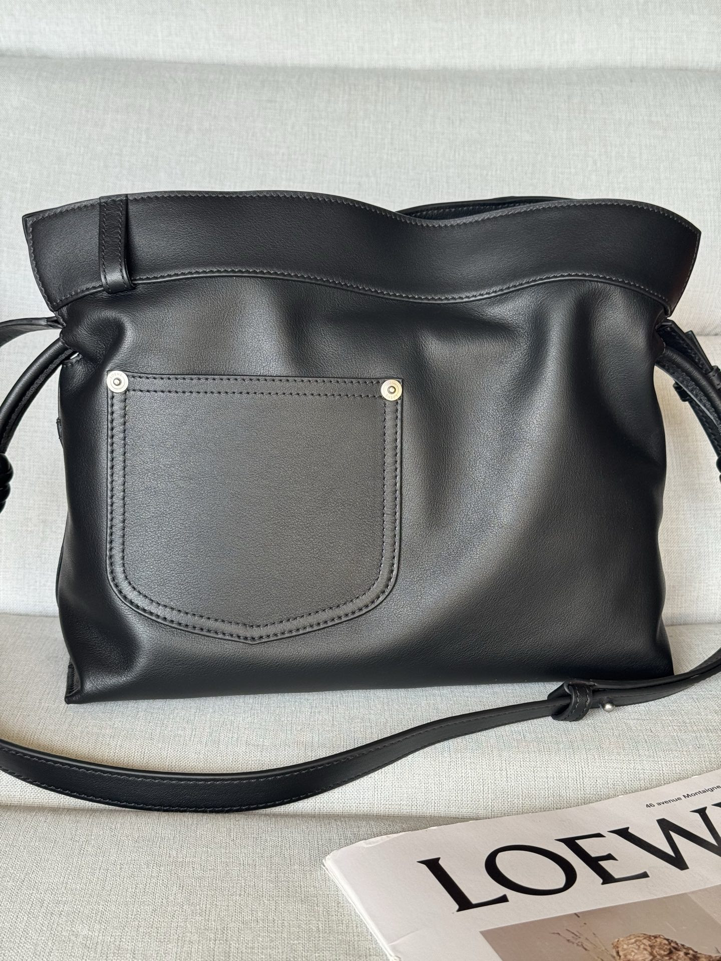L0ew* panta medium flamenco clutch in shiny calfskin 24.5x30x10.5cm